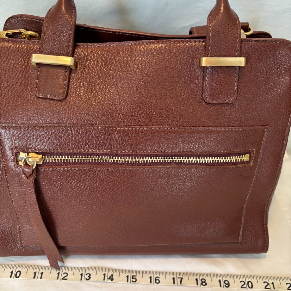 GiGI New York brown leather satchel purse with crossbody strap - Picture 7 of 14